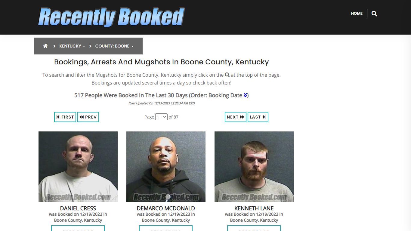 Recent bookings, Arrests, Mugshots in Boone County, Kentucky